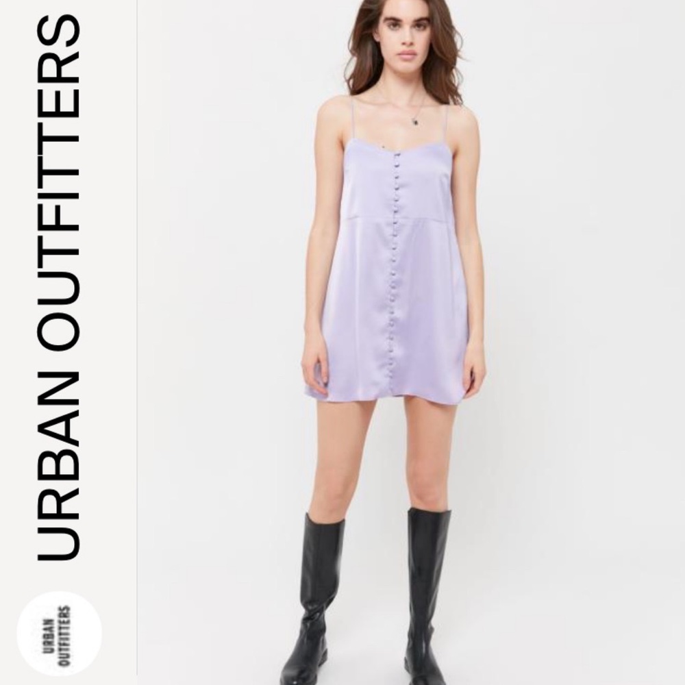 Urban Outfitters Padova Satin Lilac Button Front Slip Dress